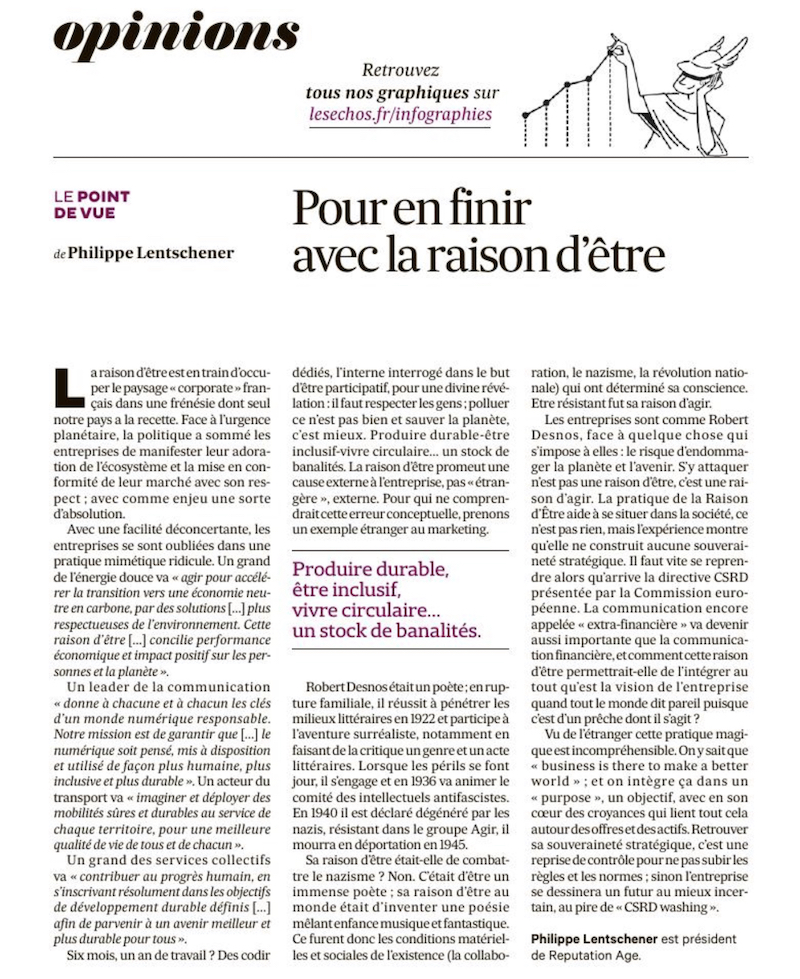 Op-ed by Philippe Lentschener La Raison d'être